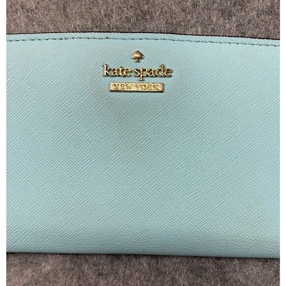 Kate Spade Wallet Large Blue Leather Madison Slim Bifold Saffiano - Picture 2 of 10
